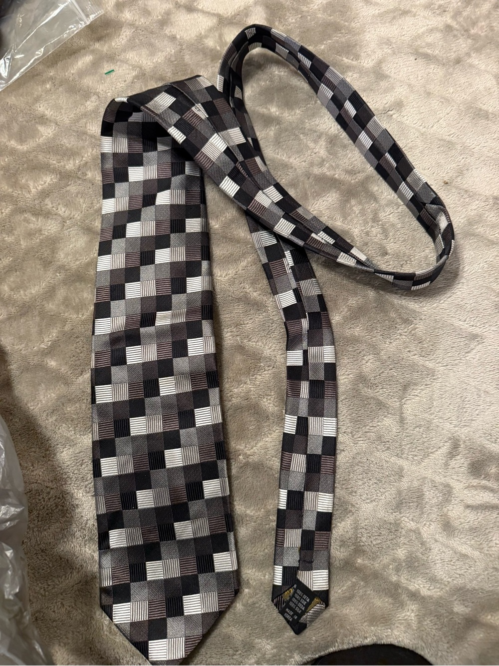 Roberto Villini Black & Gray Checkered Men's Tie